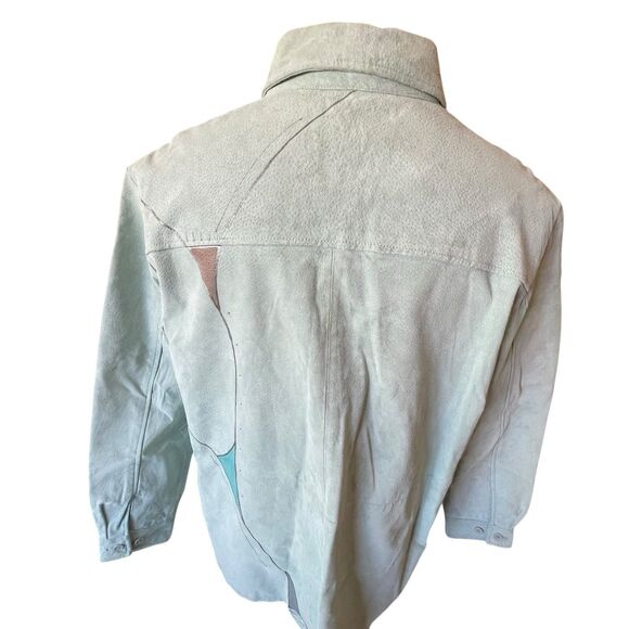 Vintage Suede Artsy Coat XL Genuine Leather Boho Y2K 90s Jacket Long - Picture 14 of 16